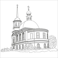 Cathedral hand drawn line art