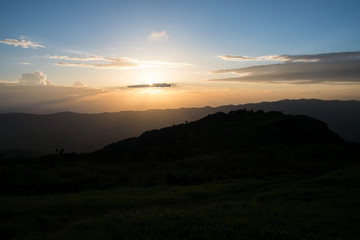 Sunset scene at Phu Chi fa mountain ,chiang rai , Thailand.