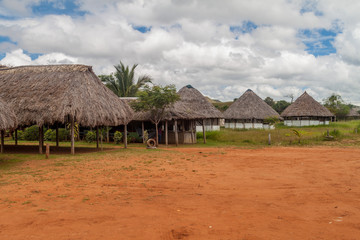Fototapeta na wymiar Simple houses in an indigenous village in Gran Sabana region of Venezuela
