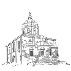 Cathedral vector hand drawn line art