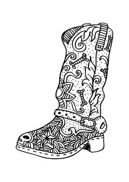 Zentangle of a cowboy boots