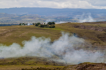 Wild fire in Gran Sabana national park in Venezuela