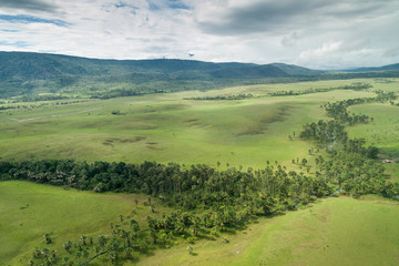 Fototapeta na wymiar Aerial view of a ladscape near Canaima village in Venezuela