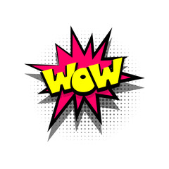 Comic text speech bubble phrase wow