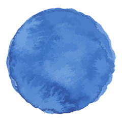 Bright dark blue watercolor painted vector stain