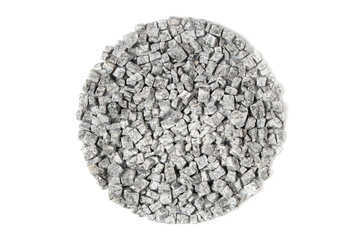 beautiful crushed granite gray on a white background