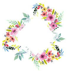 Fototapeta premium Wildflower flower frame in a watercolor style isolated.