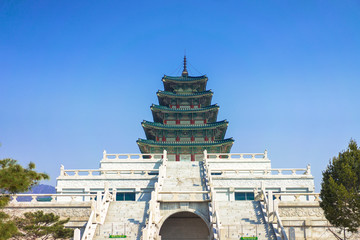 Castle in South Korea on a clear day.