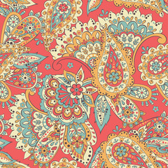 paisley seamless textile pattern in asian batik style