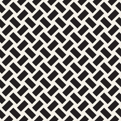 Crosshatch vector seamless geometric pattern. Crossed graphic rectangles background. Checkered motif. Seamless black and white texture of crosshatched lines. Trellis simple fabric print.