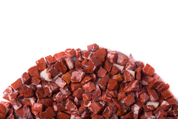 rosso levante, red natural marble on white background