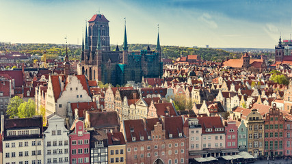 Fototapeta premium GDANSK, POLAND - May 07 2017: Aerial panoramic view of Gdansk.