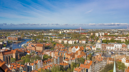 Fototapeta premium GDANSK, POLAND: Aerial panoramic view of Gdansk.