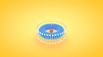 Isometric torus atom array illustration, 3D rendering