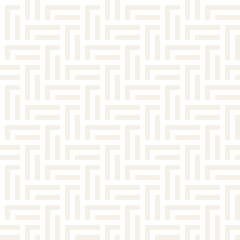 Stylish Lines Maze Lattice. Ethnic Monochrome Texture. Abstract Geometric Background. Vector Seamless Subtle Pattern...