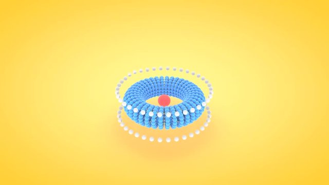 Isometric torus atom array animation, 3D rendering