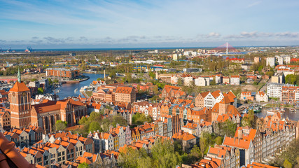 Fototapeta na wymiar GDANSK, POLAND: Aerial panoramic view of Gdansk.