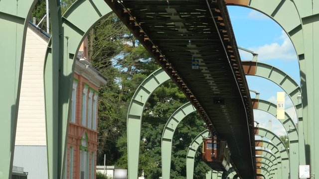 Historical suspension railway in Wuppertal, special steel construction, Germany