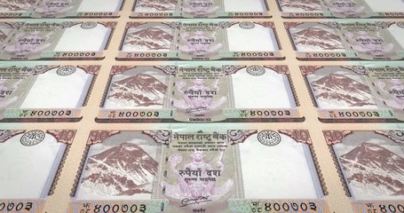 Banknotes of ten nepalese rupee of Nepal, cash money, loop
