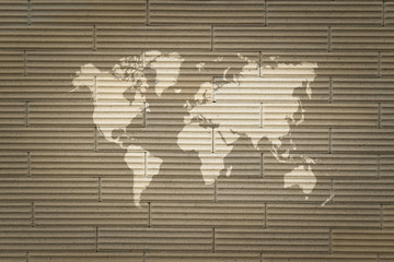 Fototapeta na wymiar Wall texture surface with world map