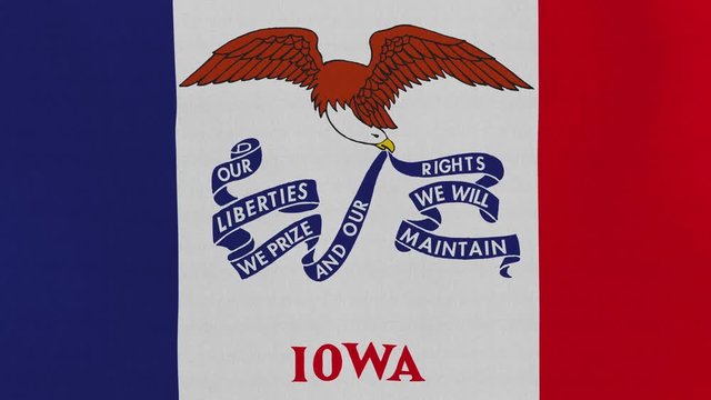 Loopable: Iowa flag...Flag of state Iowa waving in the wind...Seamless loop...Made from ultra high-definition original with detailed fabric texture.