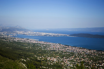 Fototapeta na wymiar Dalmatia - view from Kozjak mountain above Kastela, Croatia