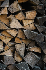 natural firewood stack rustic background, chopped wood
