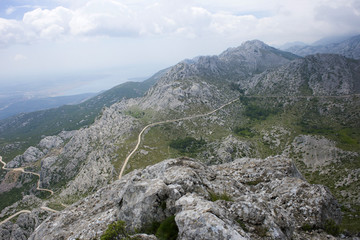 View from top of Tulove grede, part of Velebit mountain in Croatia.