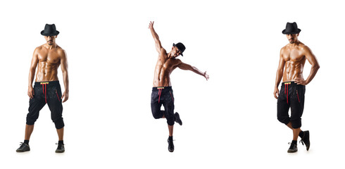 Collage of dancers isolated on white background