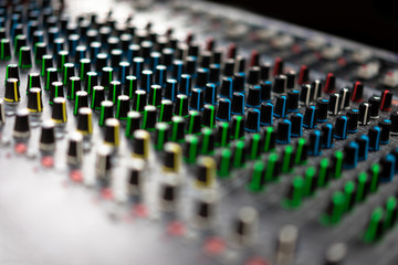 Obraz premium Colorful sound control panel at the concert.
