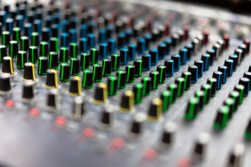 Obraz premium Colorful sound control panel at the concert.