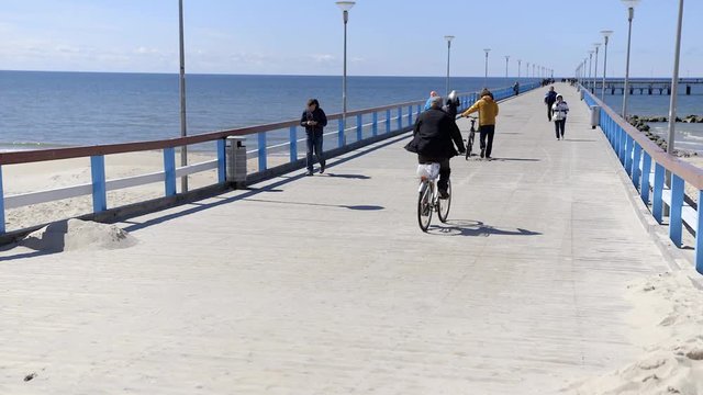 Wooden pier. Sandy coast of the Baltic Sea. Palanga. Lithuania