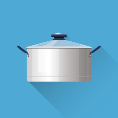 Saucepan illustration. Kitchen utensil. cooking stuff. Flat design. Vector illustration