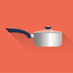Saucepan illustration. Kitchen utensil. cooking stuff. Flat design. Vector illustration