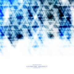 Geometric technological blue triangle abstract background vector