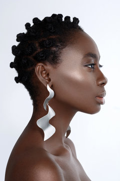 Beautiful black girl with big earrings