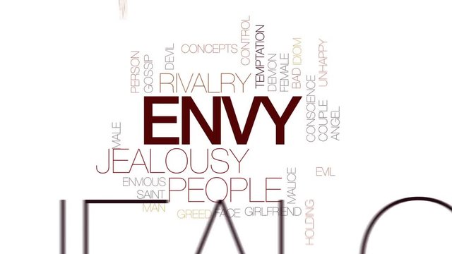 Envy animated word cloud, text design animation. Kinetic typography.