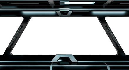 Spaceship black corridor 3D rendering