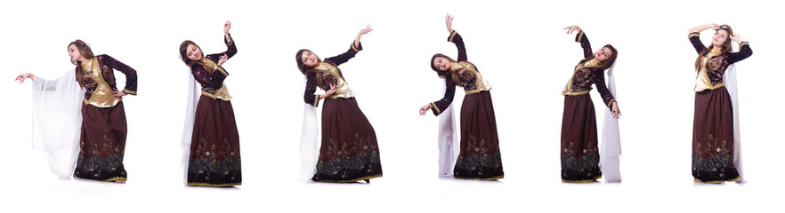 Young lady dancing traditional azeri dance