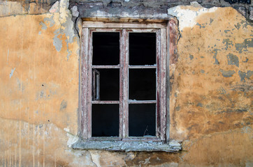 Fototapeta na wymiar Old wooden vintage window without glasses.
