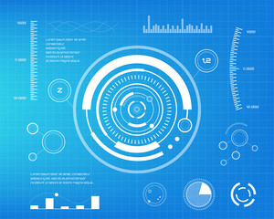Fototapeta premium Set of white infographic elements. Head-up display elements for the web and app. Futuristic user interface. Virtual graphic.