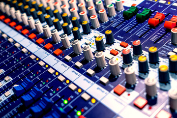 Audio control panel in the conference room in the audio control room.