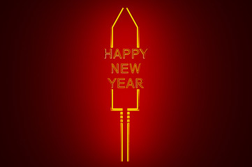 Stylized New Year's Eve rocket on colored background