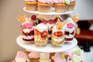 Multi-colored cream cup cakes