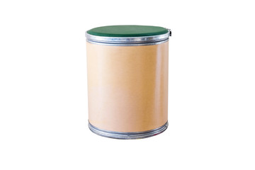 Cylinder paper box with aluminum edge for inserts and chairs as well isolated on white background with clipping path.