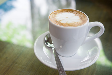 Cappuccino cup on table