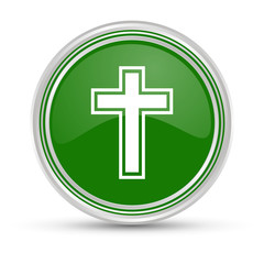 Fototapeta premium Grüner Button - Kreuz - Religion