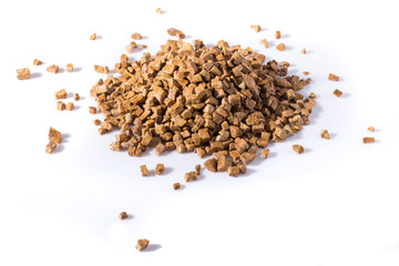 beautiful natural red stone scattered on a white background