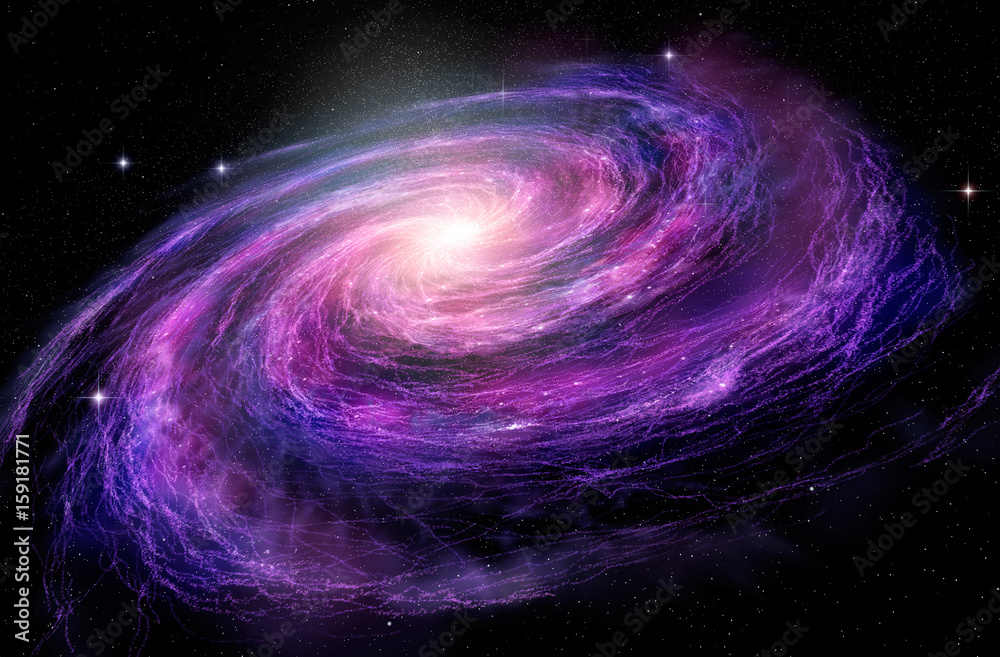 Wall mural spiral galaxy in deep spcae, 3d illustration