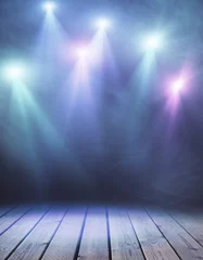Foto auf Acrylglas Licht und Schatten Bühne mit blauem Rauch